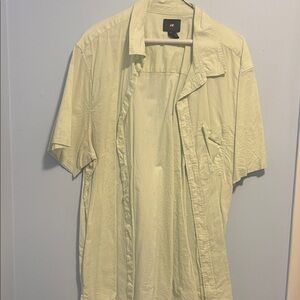 H&M Men's Light Beige Casual Button Down Shirt